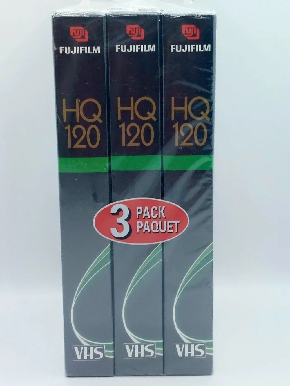 FujiFilm HQ120 VHS Blank Video Tapes 3 Pack Sealed T-120 6 Hour Recording